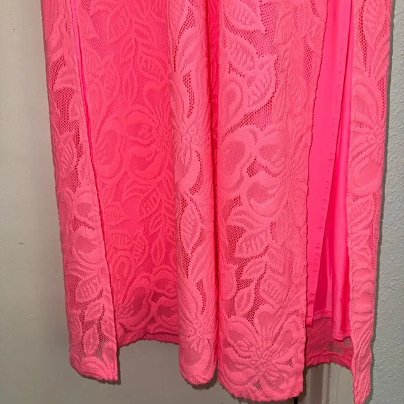 Lilly Pulitzer Lilly’s Coral Pink Wildflower Lace Gold Carlotta Maxi Dress sz 8